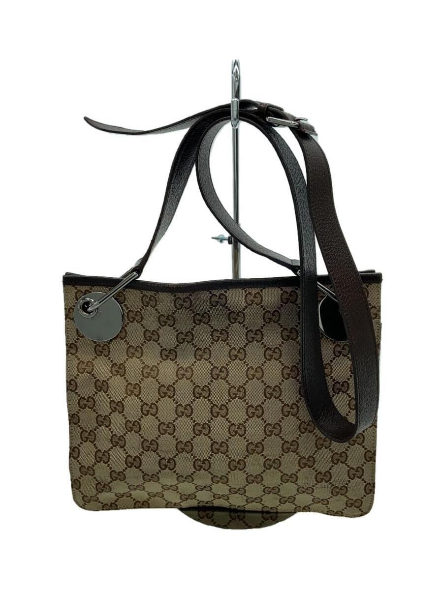 Vintage GUCCI GG Canvas Brown Shoulder Bag Pre-Owned