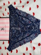 Victoria's Secret Dream Angels Cheekini Panties Blue Lace Size Large NWOT