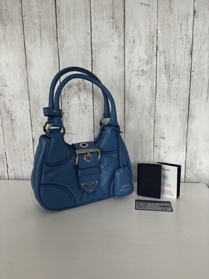 Prada Re-Edition 2002 Blue Moon Nappaleder kleine Schultertasche Handtasche