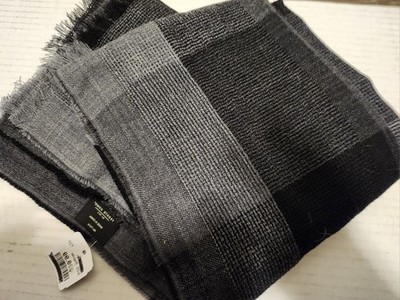 New Pronto Uomo Dark Plaid Gray Dark Gray Black Scarves With Fringe Ends 71''