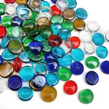 FANTIAN 1LB Flat Glass Pebbles for Vase, 100 Pcs 1 Pound, Multicolor