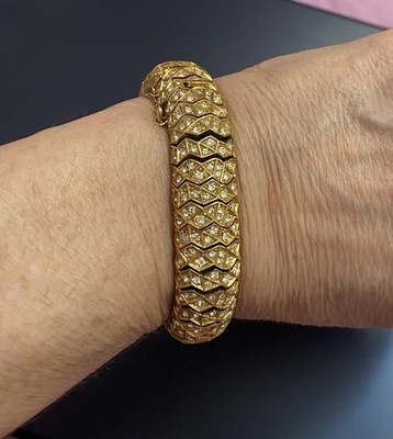 Ciner Rhinestone Flexible Bracelet 1980s Vintage Jewelry