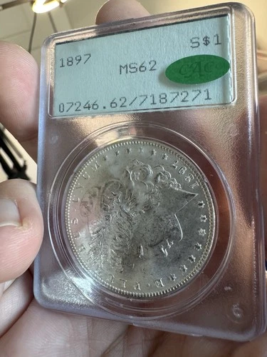 1897 (P) PCGS Morgan Silver Dollar MS62 MS-62 CAC Rattler