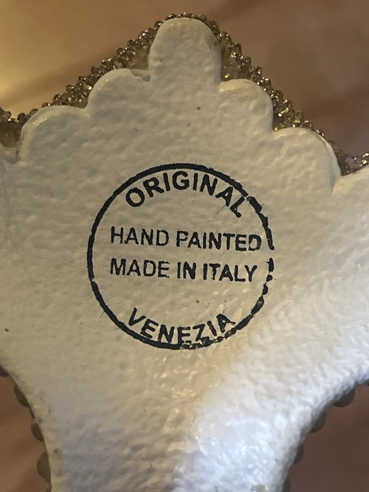 La Maschera del Galeone Handmade Venetian Mask Italy Feather Gold Trim  - Image 2 of 4