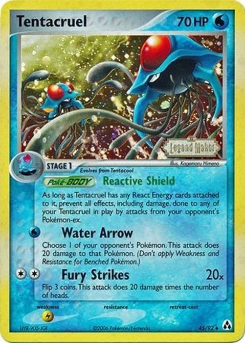 Tentacruel - 45/92 - Pokemon Legend Maker Reverse Holo Card MP