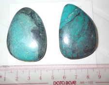 Turquoise Stone Flat Free Form Cabochon 132 Carat 2 pieces 26.4 gram