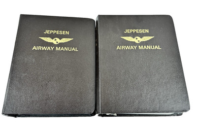 Lot of 2 Vtg Jeppesen Airway Manual Binders 2003 Stuffed Full Of Maps & Charts