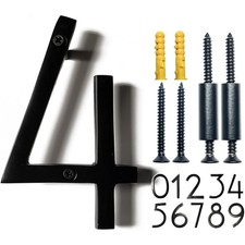6-inch Black Floating House Number 4 Aluminum Outdoor Address with Hardware