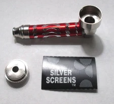 3” Metal Smoking Hand Pipe Herb Red bowl Tobacco