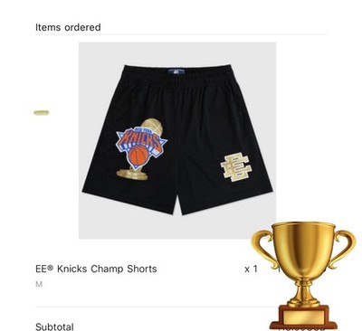 Eric Emanuel - Knicks Championship Shorts - Size Medium - Order Confirmed