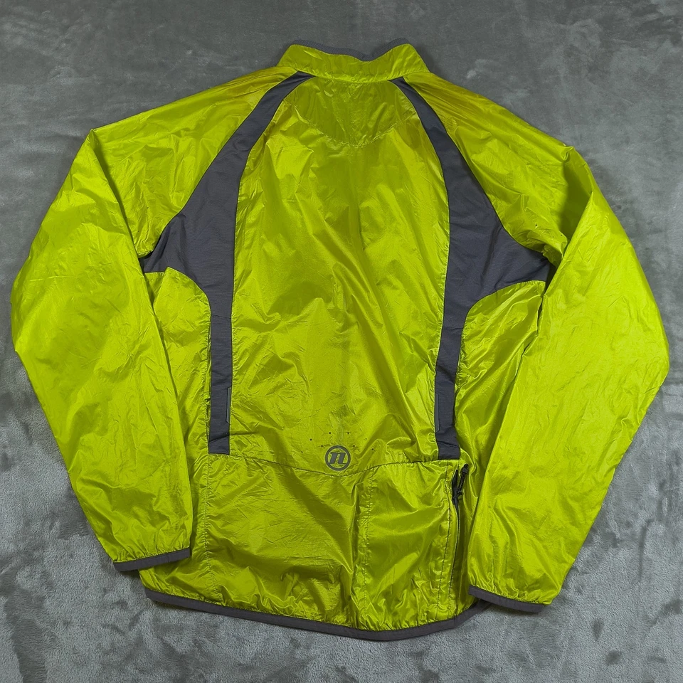 Novara Cycling Wind Jacket Mens Medium Yellow Reflective Packable Lightweight - Image 2 of 4