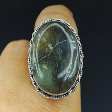 925 Sterling Silver Handmade Jewelry Labradorite Gemstone Adjustable Ring