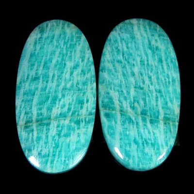 20.40Cts .100%Natural Amazonite Matched Pair Oval Cab 11x22x4mm Top Gemstone