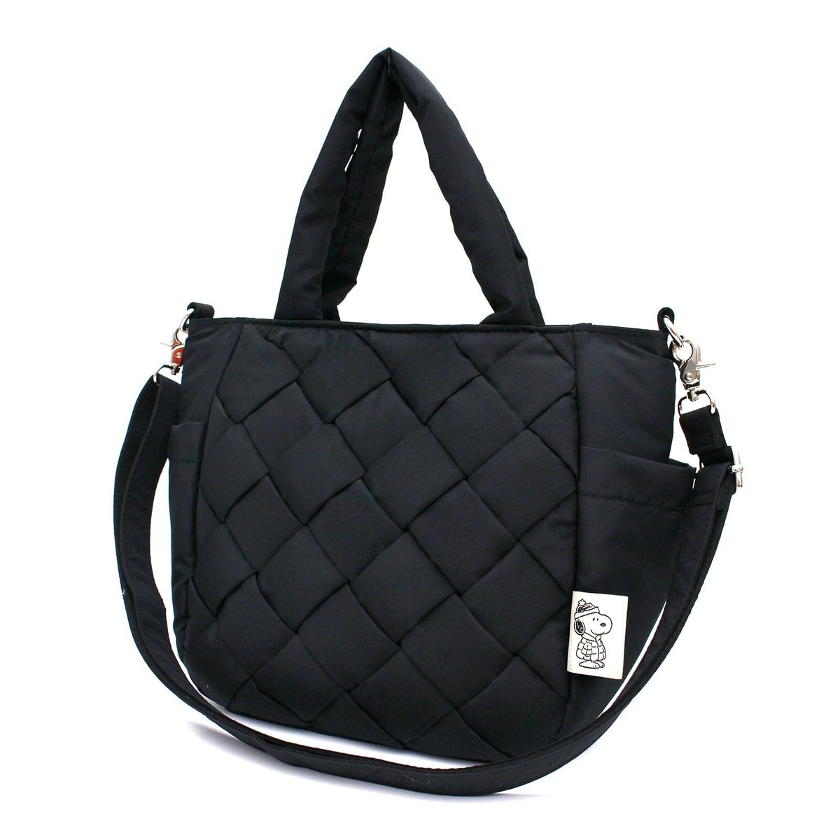Snoopy 2WAY Puffer Tote Bag Shoulder Bag Black HAPITAS PN134