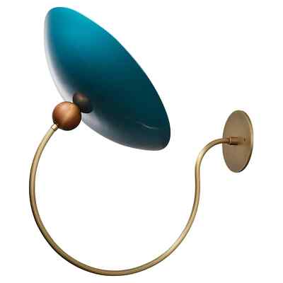 ZINNIA Wall Sconce in Enamel, Brass & Walnut, Ginger Curtis x Blueprint Lighting