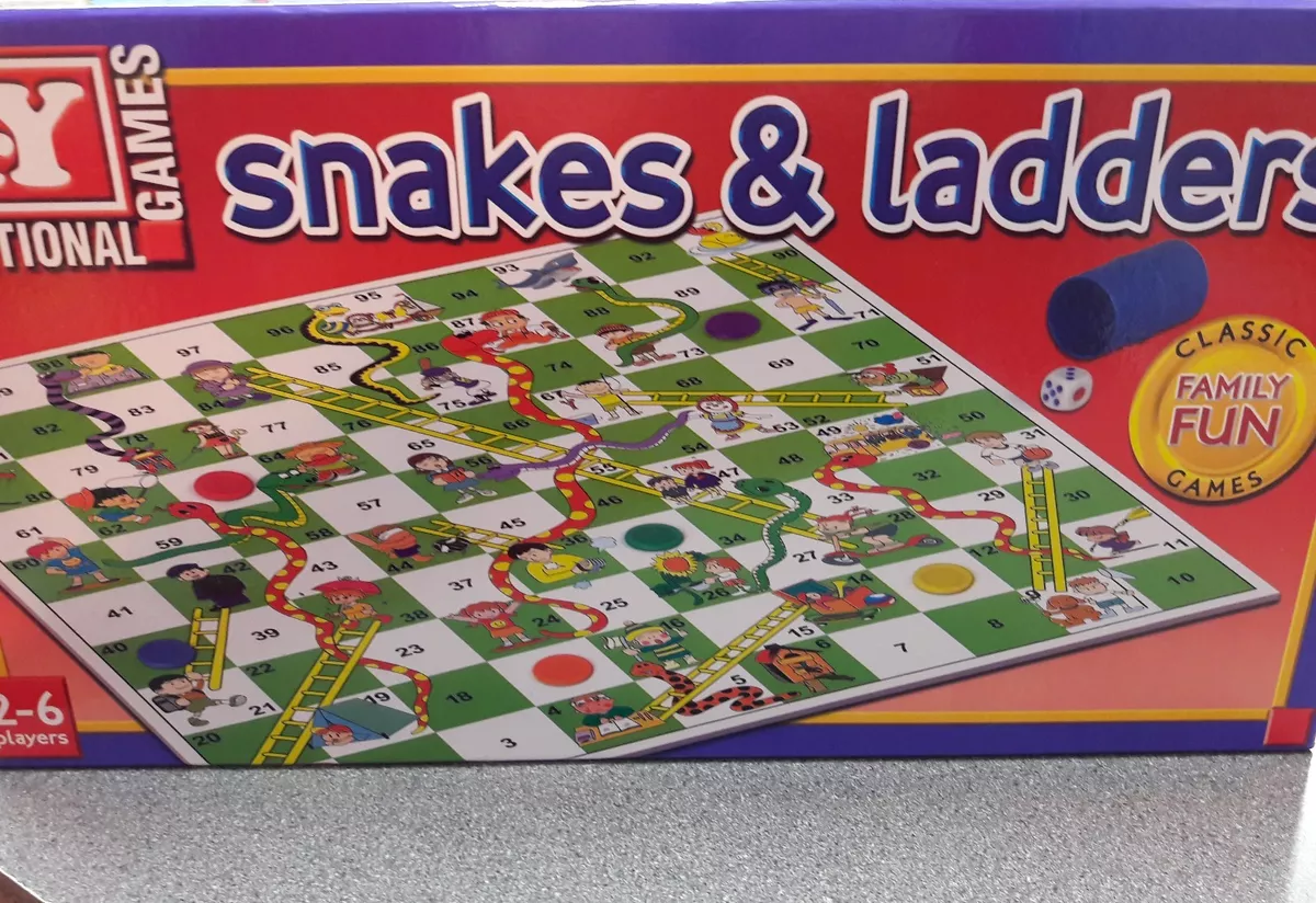  KOCOME Traditional Snakes and Ladders Game - Quality Snake and  Ladders Games for Kids and Adults, Up to 4 Players, Board Game Includes  Counters Dices : Toys & Games