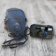 Pentax IQZoom 80-E Point  Shoot 35mm Film Camera AF Date Film w/ Case Tested