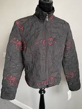 Joseph Ribkoff Trends Padded Zip Up Jacket Black Red Textured Uk 14 (us 12) New