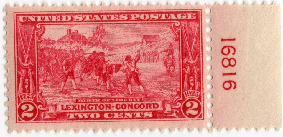 Scott #617-619 Battle of Lexington & Concord Plate # Single Stamps - MH - Image 3 of 4