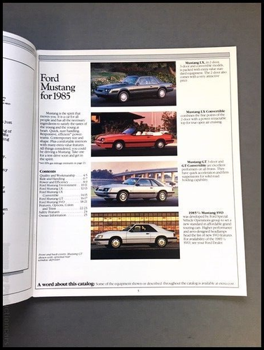 1985 Ford Mustang 26-page Car Sales Brochure Catalog - Convertible GT SVO LX - Picture 2 of 13
