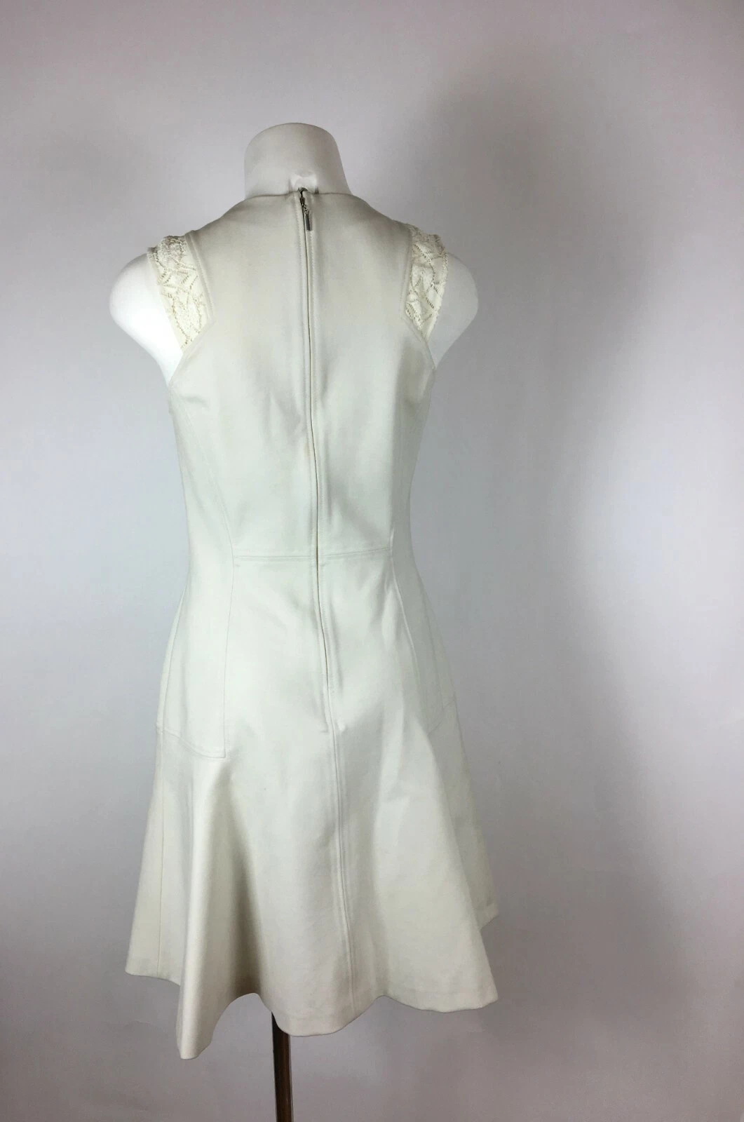 OFF WHITE REBECCA TAYLOR Vestibilità e Svasato Abito bianco bianco sporco con rifiniture in pizzo 6