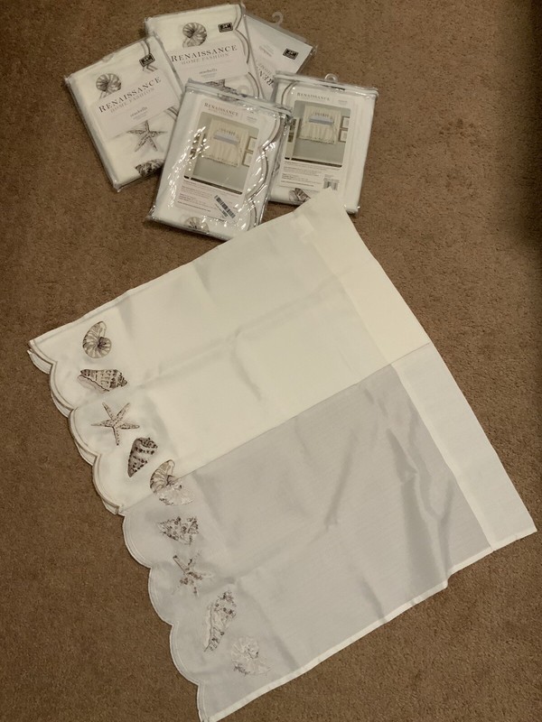 6 Sets For $20 Or 1 Set For $5 Beige Tan Brown With Shells Beach Panel Curtains
