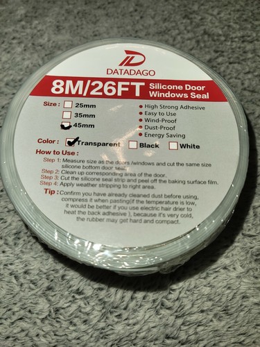 Datadago 8m 26ft Silicone Door Windows Gaps Seal Transparent 45mm - Picture 2 of 3