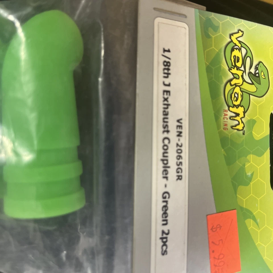 Acoplador de escape Venom Racing VEN2065GR 1/8th J verde 2 piezas radiocontrol vintage Foto 3 de 3