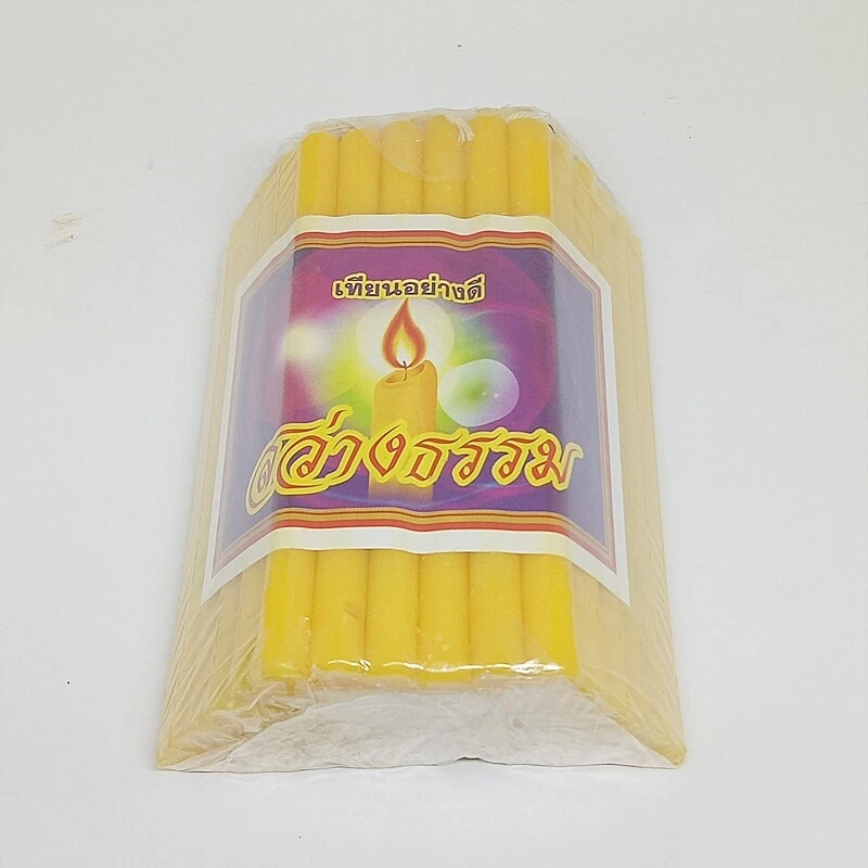 51 палочка 1 упаковка пчелиный воск свечи поклонение Будде тайский желтый освещение с подсветкой - Изображение 2 из 4