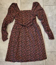 New Pink Black Ditsy Floral Long Sleeve Mini Dress Gap Sz XS Fairy Coquette