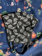 Face Mask triple Layer Handmade Washable Cloth Black Flowers