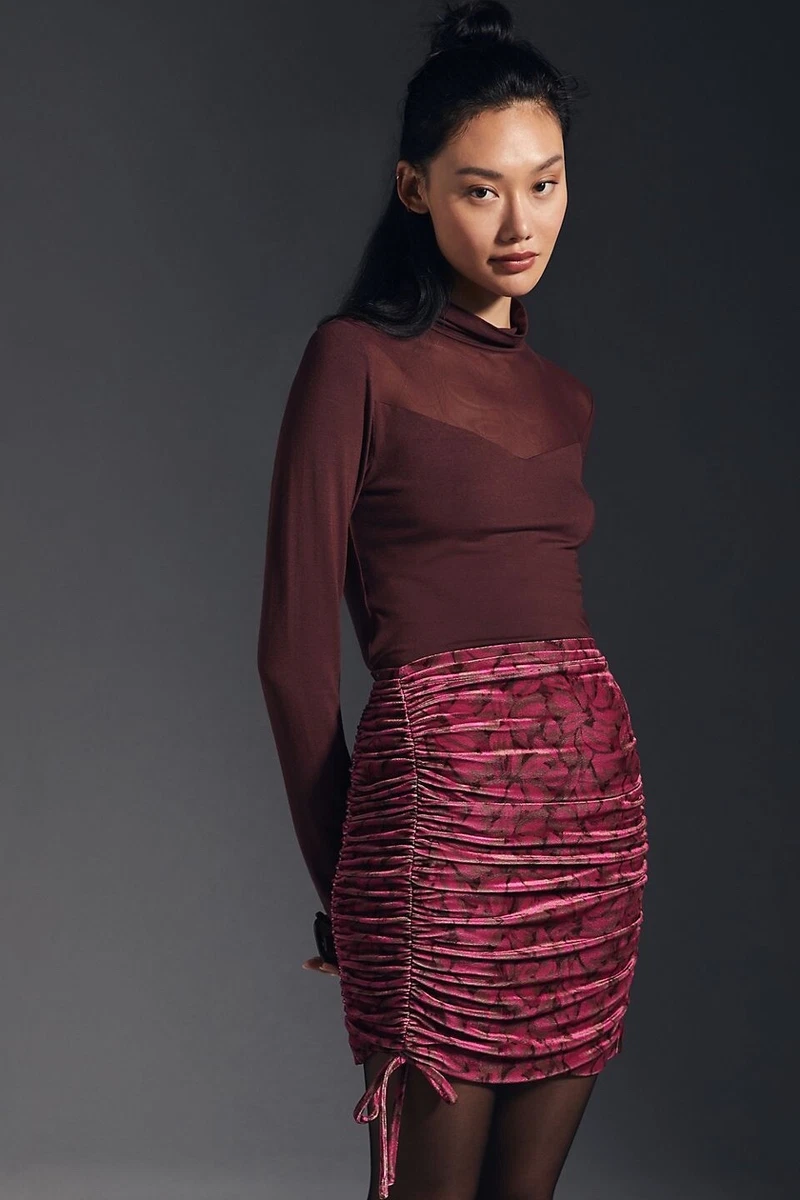 Velvet ruched cheap skirt