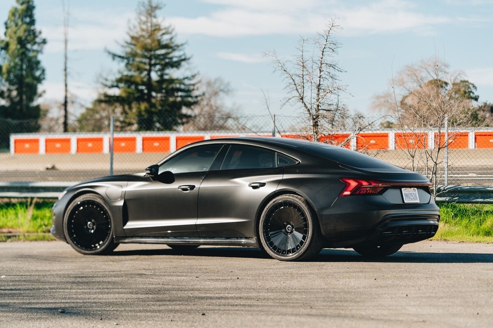 22 BLACK CONCAVE STAGGERED ROAD FORCE RF30 WHEELS TESLA MODEL S P90 ...