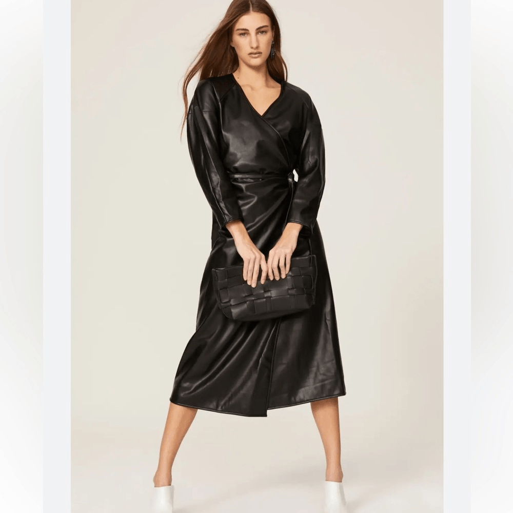 NWT PROENZA SCHOULER Faux Leather MIDI Dress Size 6 Black | eBay 