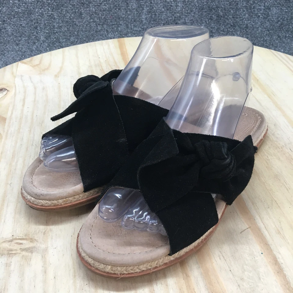 Corso Como Sandals Womens 7 M Glendyli Slide Flats Black Leather  Crisscross - Image 3 of 4