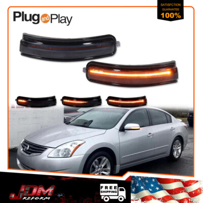 For 2009-2014 Nissan Maxima Smoke Sequential Amber LED Side Mirror