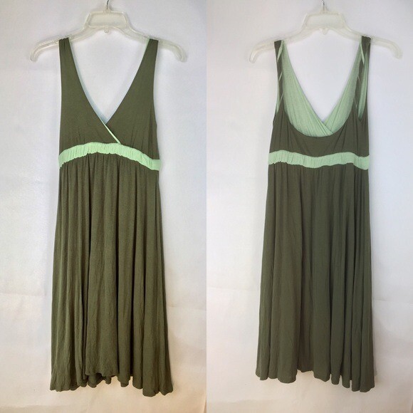 Ella Moss Green 2 Tone Knit Tank Dress Loose Airy Sz XS | eBay