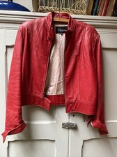 Vintage Red Leather Jacket Size Xl 14/16