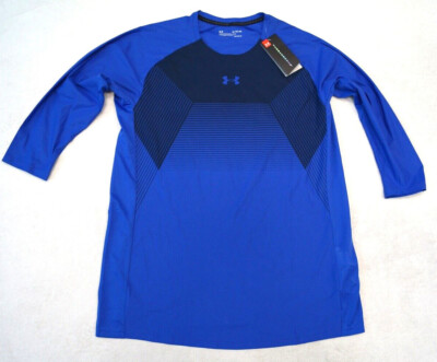 UNDER ARMOUR Threadborne Herren T-Shirt  Fitnessshirt 3/4 Arm  Gr.XL blau NEU