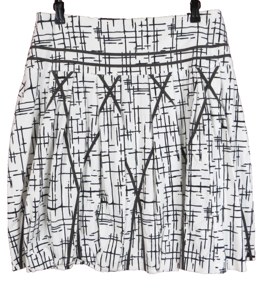 SK13216- NEW GRACE ELEMENTS Mujer Algodón Plisado Falda Geométrica Blanca Talla 12 Foto 2 de 4