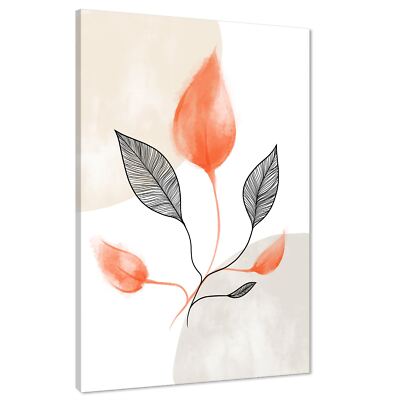 Koralle schwarze Blätter Zeichnung Blumen Leinwand Wandbild Kunstdruck