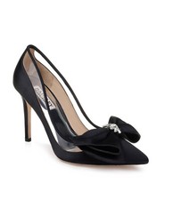 Badgley Mischka Frances Bow Pump Black Satin Size 7M
