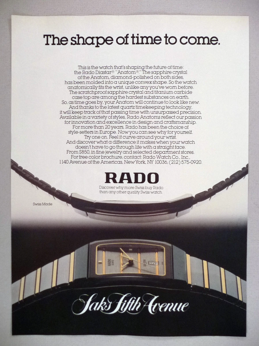 Rado Diastar Anatom Watch PRINT AD 1985 wristwatch eBay