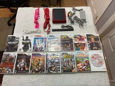 Nintendo Wii Red Mini Console Big Bundle Complete 2 Remotes And 14 Games COD!!