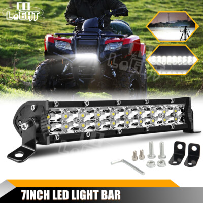 For TRX250 400 450 500 ATV Slim 7inch LED Headlight Light Bar Combo Kit ...