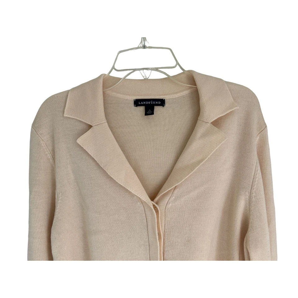 Cárdigan suéter de lana y cachemir Land's End cinturón crema talla 6 Foto 2 de 4