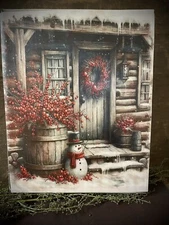 Primitive Christmas Santa Canvas Print Shelf Sitter