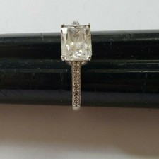 Sterling Silver 925 Ring with Square Shaped CZ Stone, Size 9.25