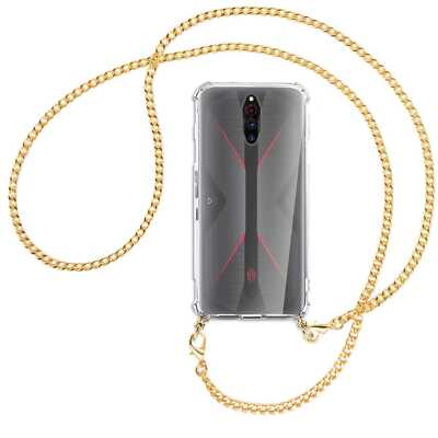 Handykette für ZTE Nubia Red Magic 5G goldfarbene Kette (G) Hülle mit Kordel