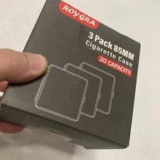 Roygra Cigarette Case, Metal with Leather Surface - 20 Capacity (3 Pack, 85mm)